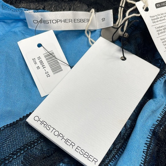 NWT Christopher Esber Tucked Negligee Slip Dress Cutout Tucked Chiffon Blue 10 - Picture 11 of 15